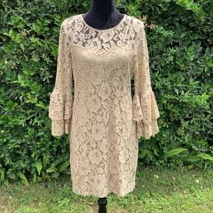 CALVIN KLEIN Lace Bell Sleeve Dress 10